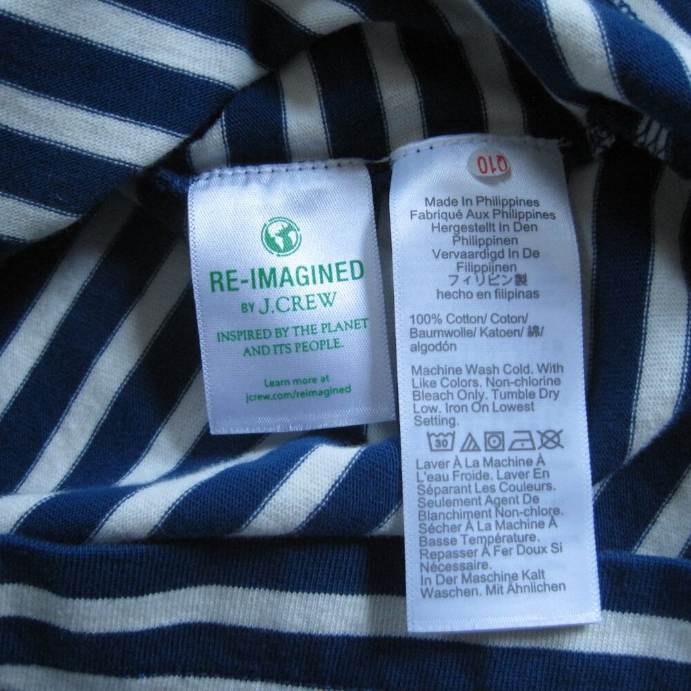 J. Crew Knit Front-Pocket Shift Dress in Blue & White Stripes Size S 100% Cotton - Picture 6 of 8
